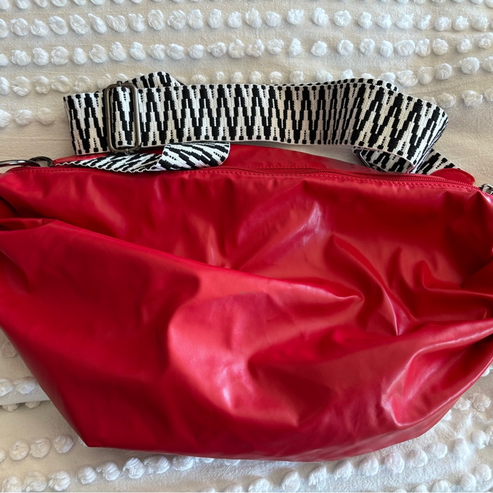 HAUTE SHORE Red Shoulder Bag with 2 interchangeable Black & White Straps